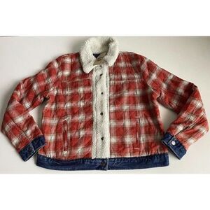 Levi’s Women’s Sz L Original Printed Reversed-Lined Trucker Jacket Reversible